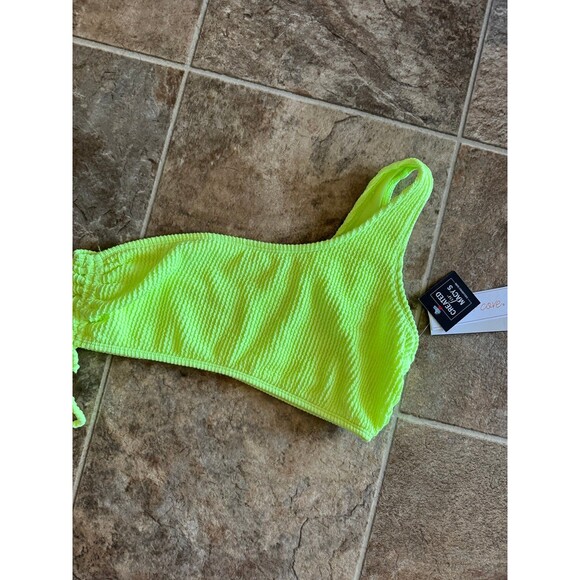 Salt + Cove One Shoulder Ribbed Bikini Top Citron Yellow Size Large - Picture 5 of 8